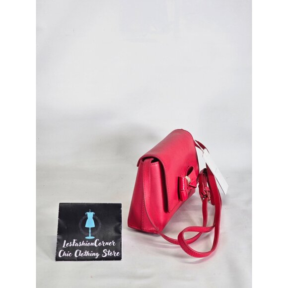 Ted Baker Women's Fuchsia Leather Angiee Bow Detail Shoulder Bag Size Small 2173 - Picture 3 of 12